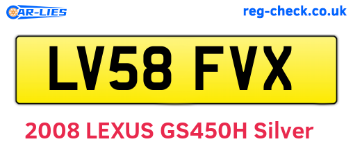 LV58FVX are the vehicle registration plates.