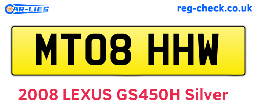 MT08HHW are the vehicle registration plates.