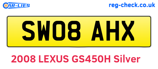 SW08AHX are the vehicle registration plates.