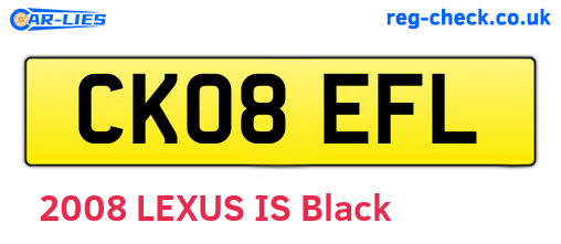 CK08EFL are the vehicle registration plates.