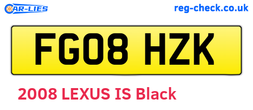 FG08HZK are the vehicle registration plates.