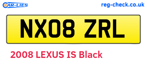 NX08ZRL are the vehicle registration plates.