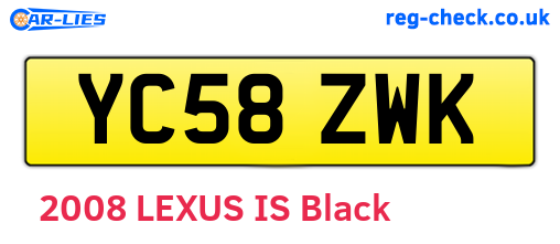YC58ZWK are the vehicle registration plates.