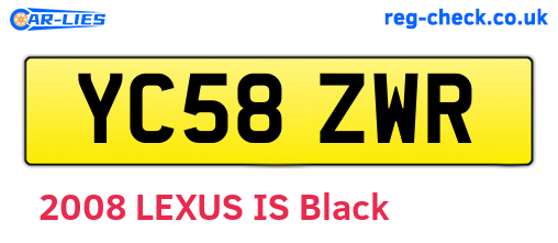 YC58ZWR are the vehicle registration plates.
