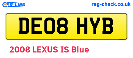 DE08HYB are the vehicle registration plates.