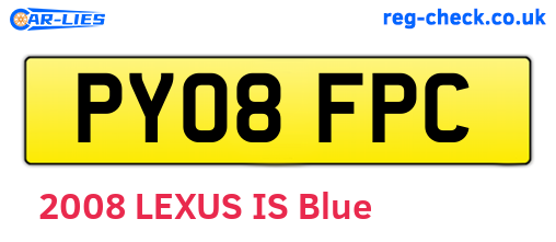 PY08FPC are the vehicle registration plates.