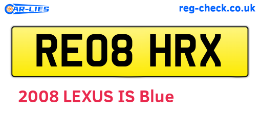 RE08HRX are the vehicle registration plates.