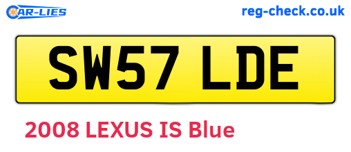 SW57LDE are the vehicle registration plates.