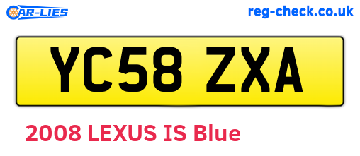 YC58ZXA are the vehicle registration plates.