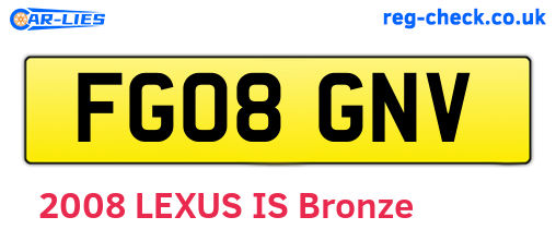 FG08GNV are the vehicle registration plates.