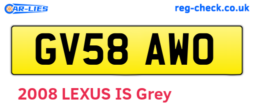 GV58AWO are the vehicle registration plates.