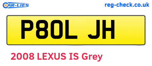 P80LJH are the vehicle registration plates.
