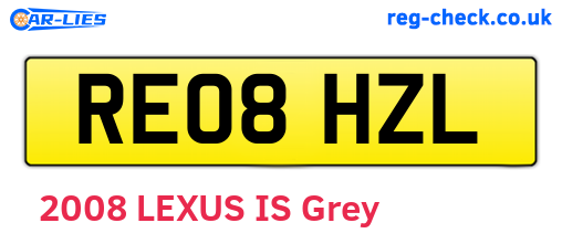 RE08HZL are the vehicle registration plates.
