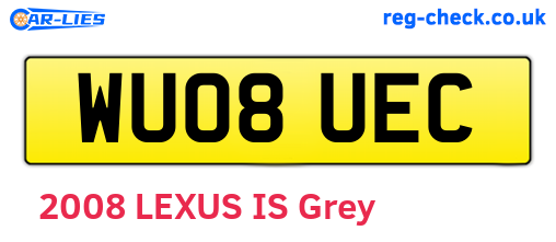 WU08UEC are the vehicle registration plates.