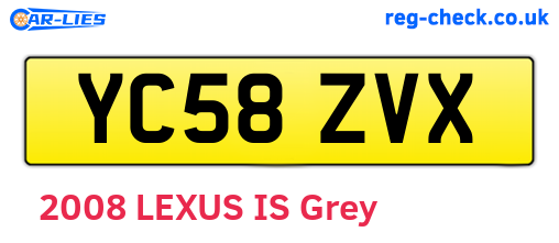 YC58ZVX are the vehicle registration plates.