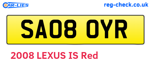 SA08OYR are the vehicle registration plates.