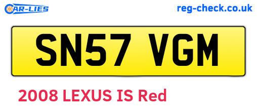 SN57VGM are the vehicle registration plates.