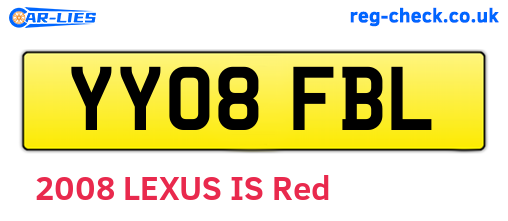 YY08FBL are the vehicle registration plates.