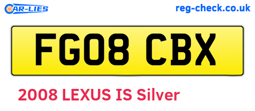 FG08CBX are the vehicle registration plates.