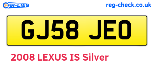 GJ58JEO are the vehicle registration plates.