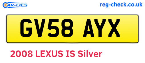 GV58AYX are the vehicle registration plates.