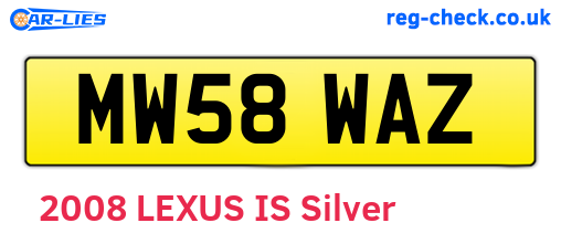MW58WAZ are the vehicle registration plates.