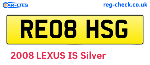 RE08HSG are the vehicle registration plates.
