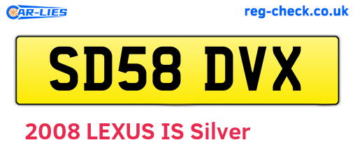 SD58DVX are the vehicle registration plates.