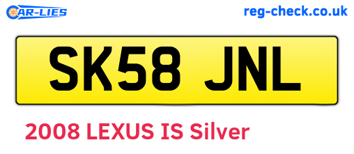 SK58JNL are the vehicle registration plates.