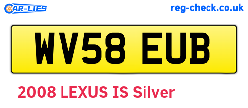 WV58EUB are the vehicle registration plates.