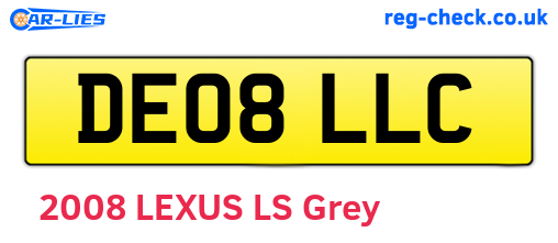DE08LLC are the vehicle registration plates.