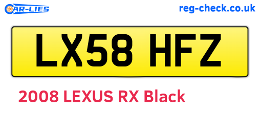 LX58HFZ are the vehicle registration plates.