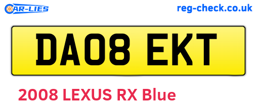 DA08EKT are the vehicle registration plates.