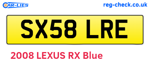 SX58LRE are the vehicle registration plates.