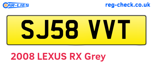 SJ58VVT are the vehicle registration plates.