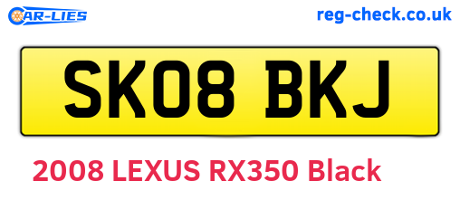 SK08BKJ are the vehicle registration plates.