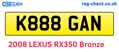 K888GAN are the vehicle registration plates.