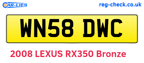 WN58DWC are the vehicle registration plates.