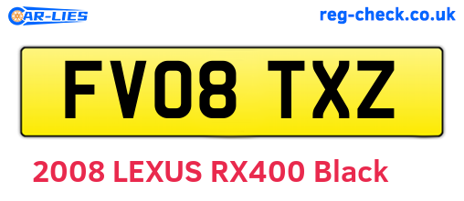 FV08TXZ are the vehicle registration plates.