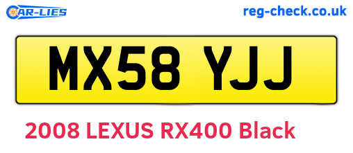 MX58YJJ are the vehicle registration plates.