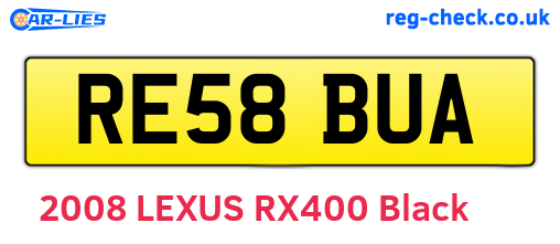 RE58BUA are the vehicle registration plates.