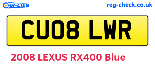 CU08LWR are the vehicle registration plates.