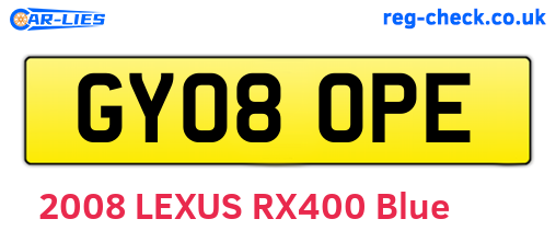 GY08OPE are the vehicle registration plates.