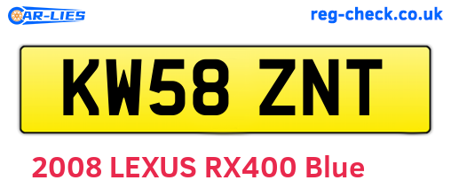 KW58ZNT are the vehicle registration plates.