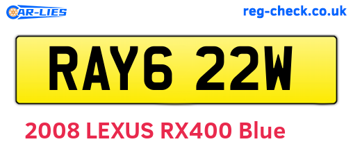RAY622W are the vehicle registration plates.