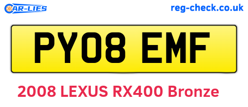 PY08EMF are the vehicle registration plates.