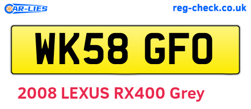 WK58GFO are the vehicle registration plates.
