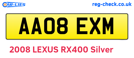 AA08EXM are the vehicle registration plates.