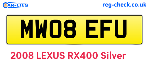 MW08EFU are the vehicle registration plates.