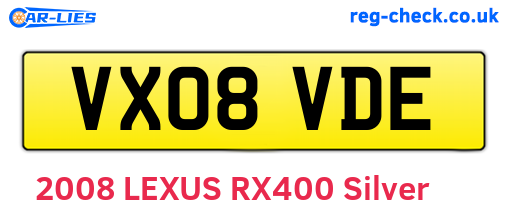 VX08VDE are the vehicle registration plates.